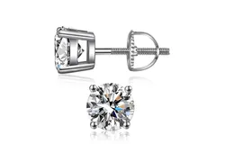Sterling Silver 5MM Round Cut Screw Back Studs