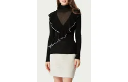 Fangyan Calista Layered-Effect Ruffled Turtleneck Top In Black