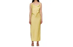 Nanushka Lennie Satin Maxi Dress In Yellow