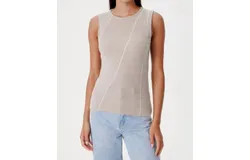 Goldie Shell Top With Outside Seams In Taupe Heather&sol;white Stich