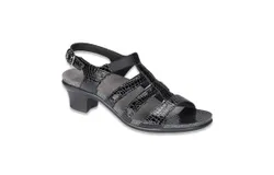 Sas Allegro Sandal - Medium In Black Croc