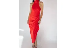 Lucy Paris Ziya Halter Dress In Red
