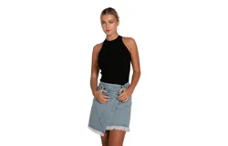 Belle & Bloom Women's Dance With Me Denim Skirt in Stonewash