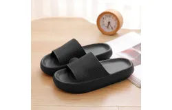 Slippers for Men&apos;s and Women &vert; House Slides Shower Sandals &vert; Extremely Comfy &vert; Cushioned Thick Sole&comma; Black