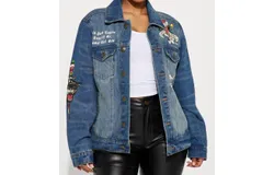 Ed Hardy Flame Skull Denim Jacket In Medium Tint