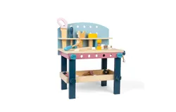 Bigjigs Toys Banco de herramientas de madera - Banco de trabajo para niños de 15 piezas&comma; juguetes de construcción