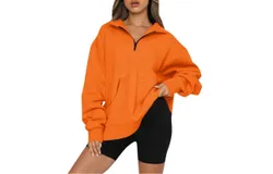 Sweatshirts for Women Full Zip Casual Hoodie XL Orange