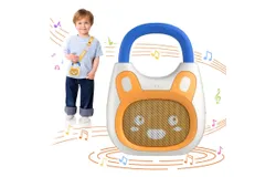 Portable music player for kids&comma; musical toys for toddlers aged 1-3-5 years old&comma; pre-loaded with more than 120 stories&sol;music&sol;lullabies&sol;white noise&comma; hi-fi sound travel bluetooth speaker &lpar;with strap and ring&rpar;-yellow