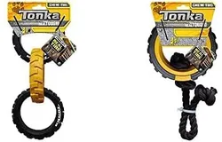 10&period;5in Rubber 3-Ring Chew Tug and 15in Mega Tread Rope Chew Tug Dog Toys for Large Breeds