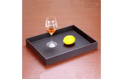 PU Leather Desktop Organiser Dresser Tray Decorative Cosmetic Organiser Bathroom Tray for Perfume Jewellery Soap Towels Plants Cosmetics Elegant Bathroom Accessories &lpar;Coffee&rpar;