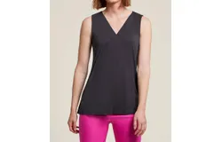 Tribal Pleated Sleeveless Modal Top In Black
