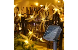 Guirnalda de Luces Solares 6&period;5m 30 LED Impermeable 8 Modos&comma; Cadena de Luces Solares con Sensor Decoración para Hogar&comma; Jardín&comma; Arbol&comma; Patio&comma; Navidad&comma; Fiestas&comma; Boda &lpar;Libélula&comma; Cálido&rpar;