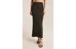 Z Supply Goldie Metallic Midi Skirt In Black