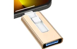 MFi Certified 256GB Flash Drive for iPhone iPad&comma; Photo Stick for External Memory Storage&comma; USB Memory Stick Thumb Drive for iPhone&sol;iPad&sol;Android&sol;PC &lpar;Gold&rpar;