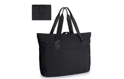 BAGSMART Tote Bag for Women&comma; Foldable Tote Bag With Zipper Large Shoulder Bag Top Handle Handbag for Travel&comma; Work&comma;Black