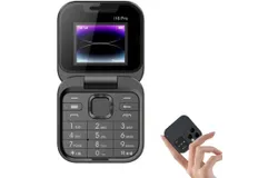 Mini Flip Mobile Phone 2 SIM Card Small Display Foldable Cell Phone&comma; Unlocked Flip Phone 2G Flip Cell Phone for Seniors &lpar;Black&rpar;