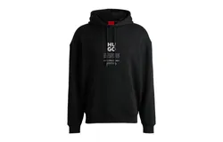 Hugo Men&apos;s Dflohood Square Logo Hoodie&comma; Black