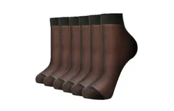 Women&apos;s Stay-Up Nylon Ankle Highs Regular and Queen Sizes in 6-Pair Packs