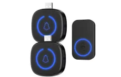 Usb-powered classic black home call wireless doorbell remote multi-ring smart switching LED flashing light