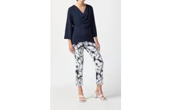 Joseph Ribkoff Cowl Neck Flared Top In Midnight Blue