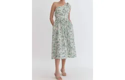 Entro Nothing But Love One Shoulder Midi Dress In Green