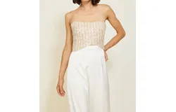 Line And Dot Pearl Top In Ivory