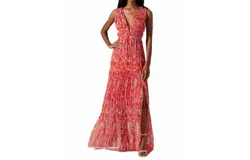 Astr Pescadero Dress In Red And Grey