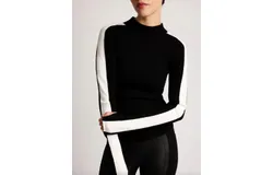 Blanc Noir Blair Mock Neck Sweater In Black&sol;ivory