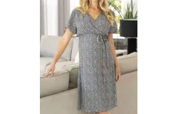 Angel Maternity Floral Nursing Wrap Dress In Navy