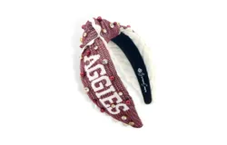 Brianna Cannon Gig&apos;em Aggies Cross Stitch Headband In Maroon&sol;white