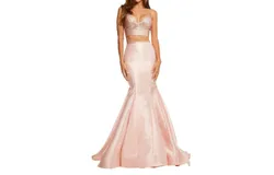 Sherri Hill Two-Piece Mikado Mermaid Prom Dress In Blush
