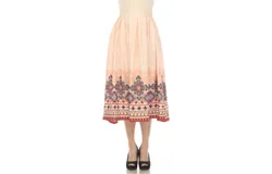 Women's Pleated Skirt with Border Prints