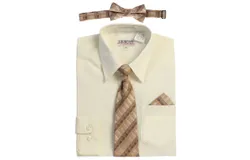 Gioberti Boy&apos;s Long Sleeve Dress Shirt &plus; Plaid Tie&comma; Bow Tie and Hanky