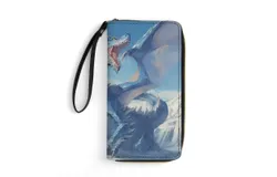 Ice Dragon Wallet for Womens PU Leather Zip Around Wallers Clutch Wristlet Travel Long Purse