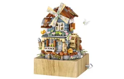 Windmill Music Box Building Blocks 799 pcs Building Blocks Model Clamping Blocks Windmill House Music Box Construction Playset Kids Adults