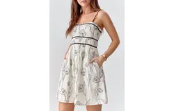 Greylin Frenzy Embroidered Mini Dress In White&sol;black