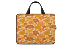 Groovy 70s Retro Vintage Floral Pattern Laptop Bag Women Man 10 12 13 15 17 Inch Office Notebook Travel Computer Handbag Waterproof Bag Notebook Cover