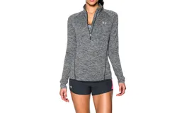 Under Armour Tech Twist Half Zip Shirt In Black &sol; Metallic Silver