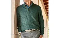 Tommy Bahama Men&apos;s Sandbar Button Mock Pullover Sweater In Deep Sea Teal