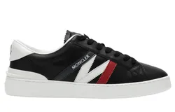 Moncler Men&apos;s Monaco M Black Leather Logo Lace Up Sneakers