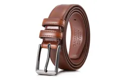 Gallery Seven Men&apos;s T-Back Traditional Leather Belt-Mahagony & Black-54