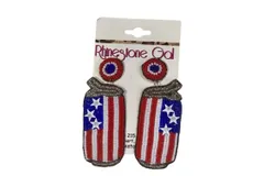 Wholesale Accessory Market Patriotic Usa Can Seed Bead Earrings In Red&sol;white&sol;blue