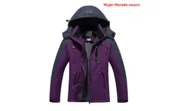 Women&apos;s Winter Jacket Waterproof Ski Jacket Warm Fleece Jacket Multi Pocket Parka Raincoat L Size deep purple