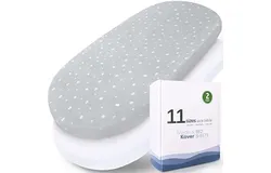Bassinet Sheets 2 Pack&comma; Fit for SNOO Smart Sleeper&comma; UPPAbaby Bassinet&comma; Chicco LullaGo Anywhere Bassinet and Moses Basket&comma; Baby Boy&sol;Girl&comma; Ultra Soft & Super Stretchy&comma; White & Grey Ball&comma;13" x 30"