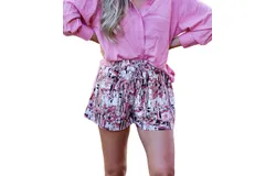Glam Stroke Of Style Silk Shorts In Pink