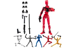 Titan T13 Action Figures Lucky Dummy 13 Robot Anime Figures Fidget Toys for Boys Autism Sensory Toys Multi Joints Movable Cool Gadget Toys Gifts for Kids-3 years and up &lpar;Assembly Completed Red&rpar;