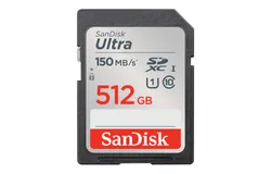 SanDisk 512GB Ultra SDXC UHS-I Memory Card - Up to 150MB&sol;s&comma; C10&comma; U1&comma; Full HD&comma; SD Card - SDSDUNC-512G-GN6IN