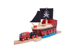 Bigjigs Rail Túnel de galeón pirata de madera&comma; accesorio de juego de tren de madera