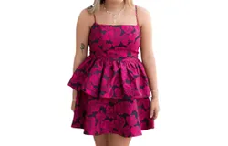B&period;right Jacquard Peplum Mini Dress In Black&sol;magenta