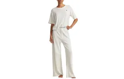 Polo Ralph Lauren Waffle Knit Pajama Set In Ecru